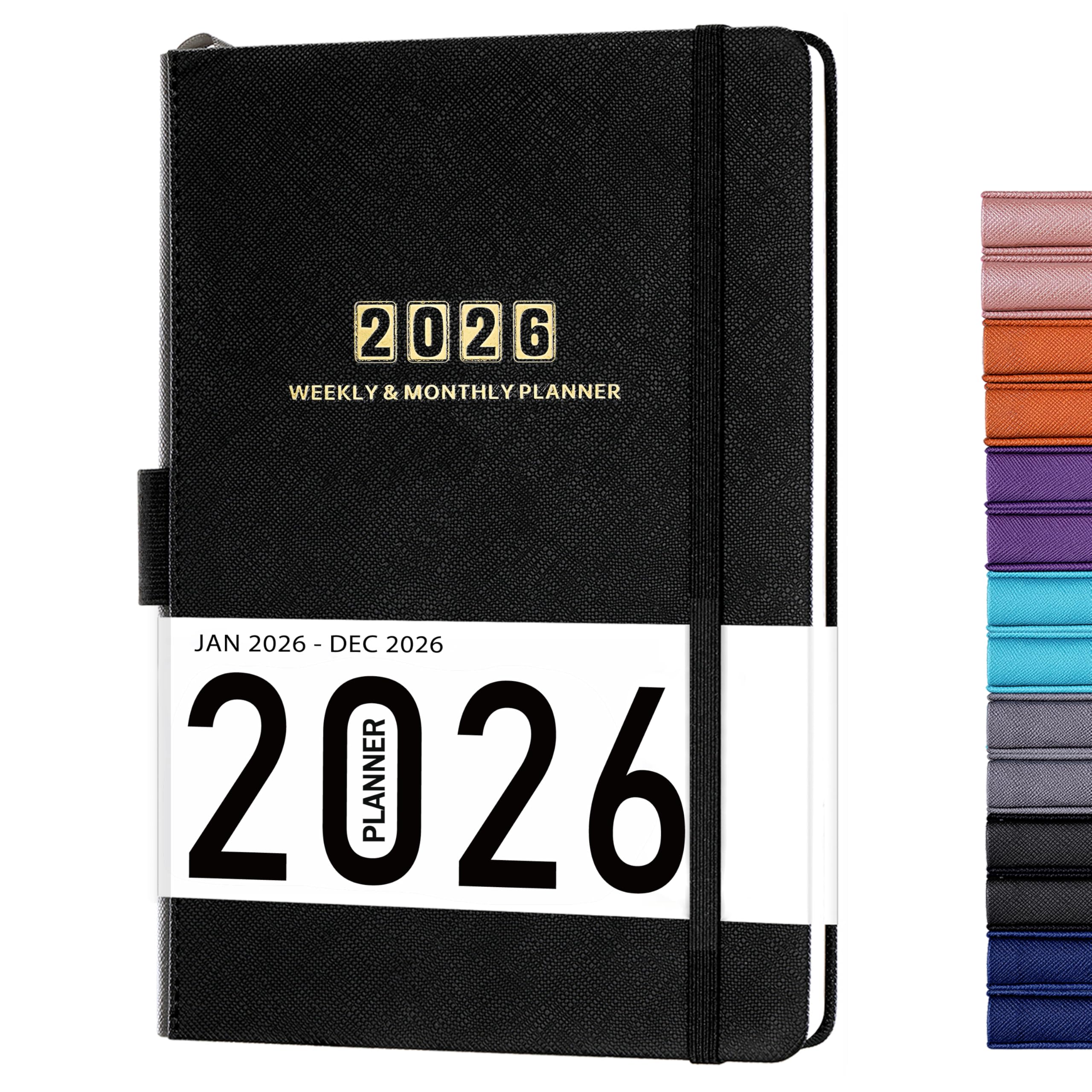 Artfan Planner 2019 with Pen Holder -Academic Weekly, Monthly and Yearly Planner, Thick Paper with Saffiano Leather, 5.75 x 8.25, Back Pocket with 88 Notes Pages