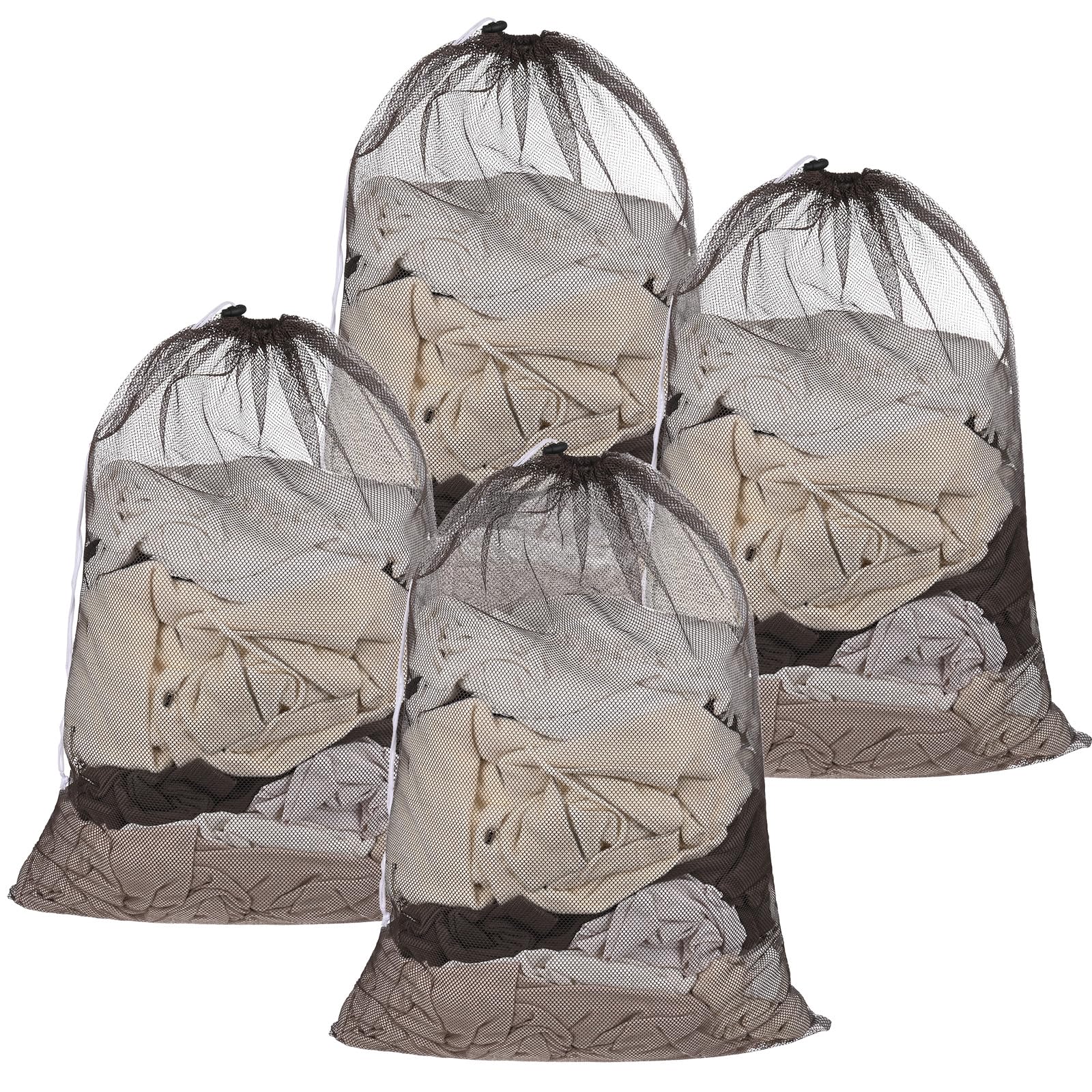 Sac a linge en maille lot de 4 grand format pour panier de rangement et voyage