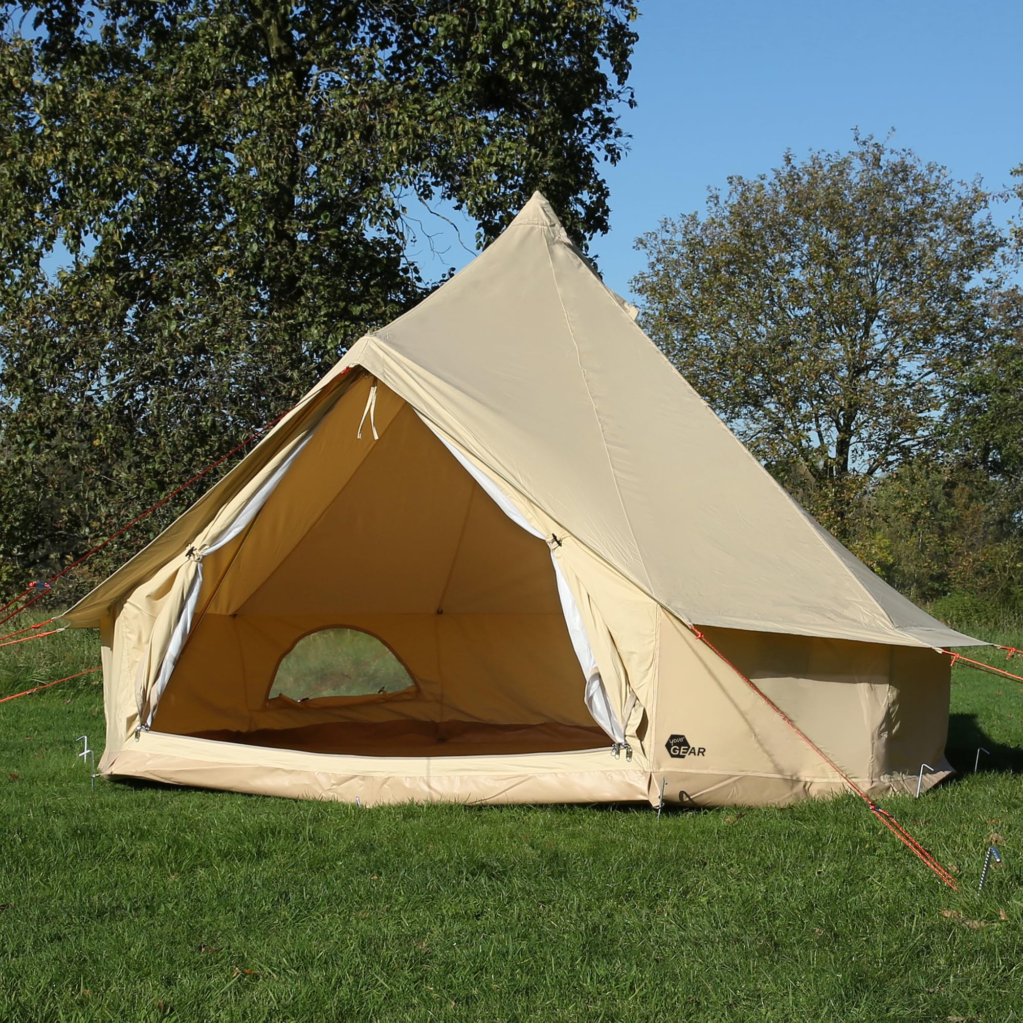 your GEAR Gobi - 3 Personen Tipi Zelt Familienzelt - Pyramidenzelt aus Baumwolle - UV50+ Wasserdicht - Camping Zelt mit Fenster und Bodenwanne für Outdoor & Camping - ohne Mittelstange