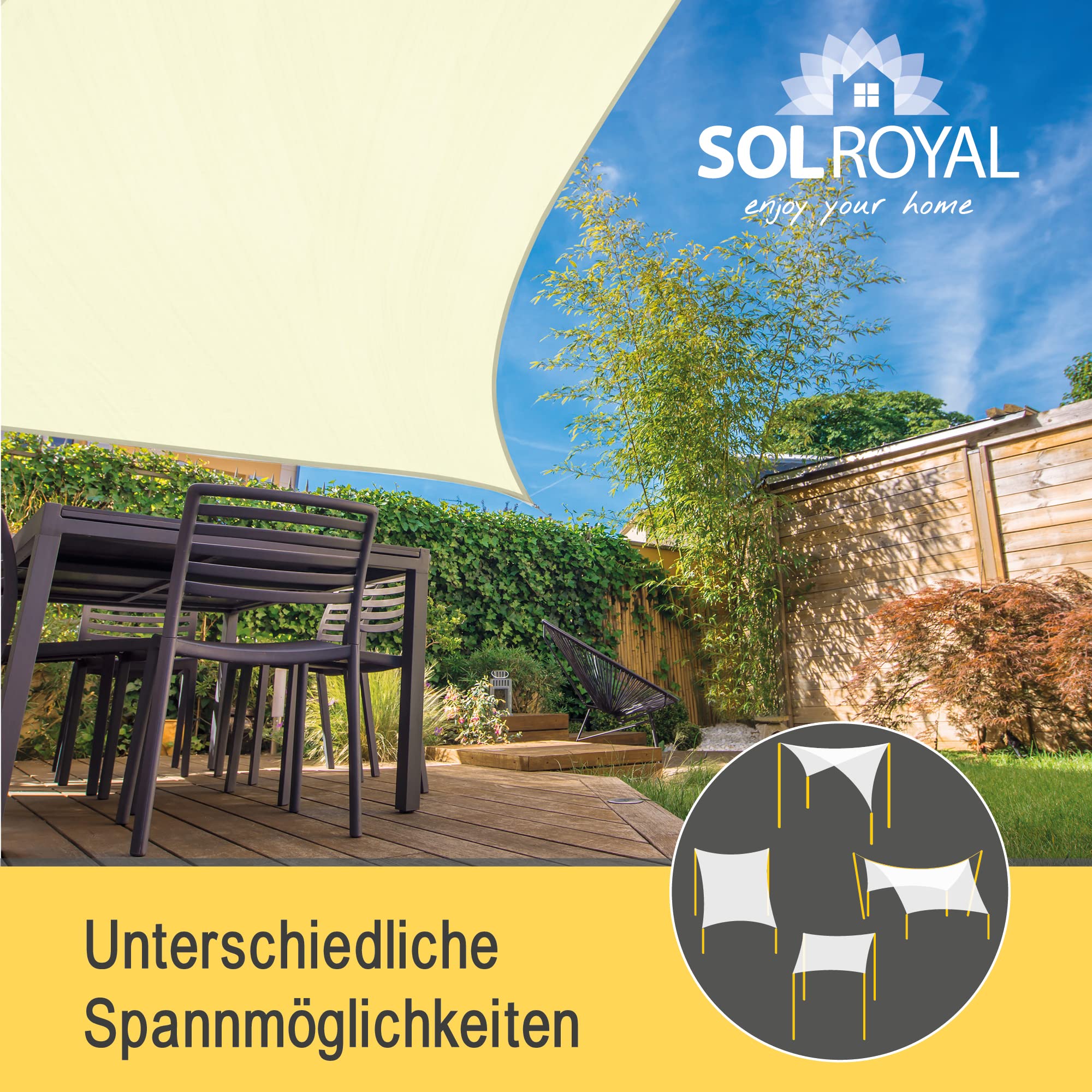 Sol Royal Sonnensegel rechteckig Wasserdicht 3x4m Terrasse – Sonnensegel Balkon Segeltuch UV Sonnenschutz Garten Pool Camping Sonnenschutz Segel Creme – PS9