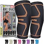 Knee Brace for Meniscus Tear 2 Pack, Knee Compression Sleeve for Men and Women, Knee Support for Arthritis, Swelling, Inflammation, ACL, Pain Relief, Running, Workout, Sports and Recovery Orange S