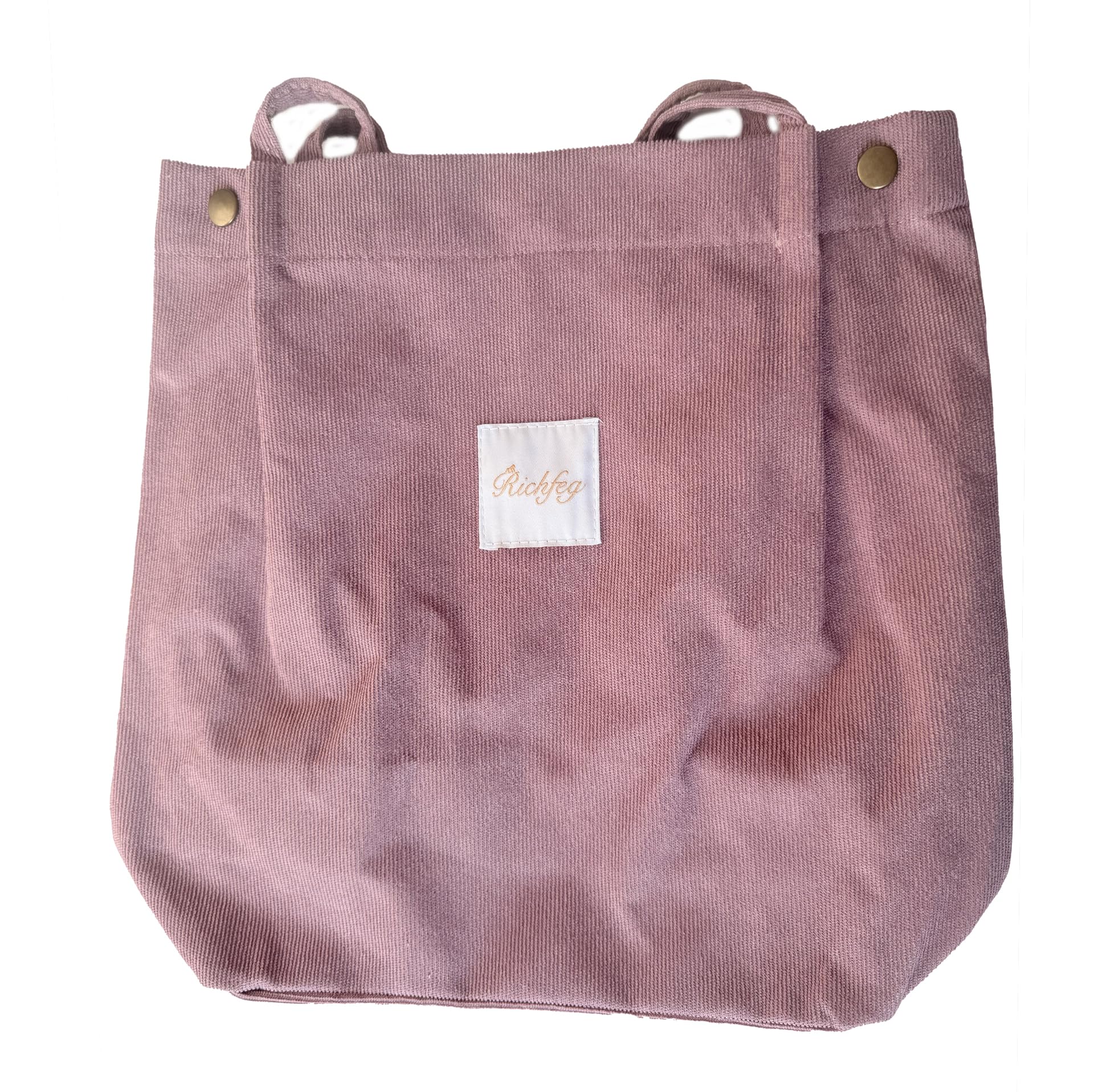 RICHFEG Corduroy Tote Bag Canvas Women's Bag Large Capacity Shoulder Bag Shopping Bag with Inner Pocket