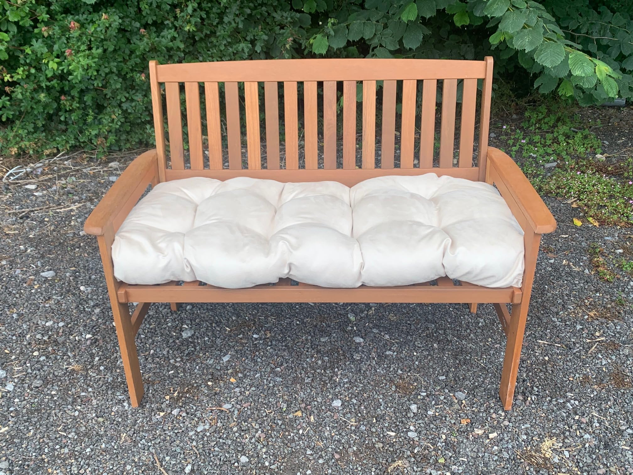 PnH GARDEN BENCH CUSHION with BLOWN FIBRE filling, 3ft, 4ft & 5ft, choice of colours in a STYLISH FAUX SUEDE material. LUXURY Seat Pads for your Patio Furniture (Cream, 3ft (92cm x 46cm))