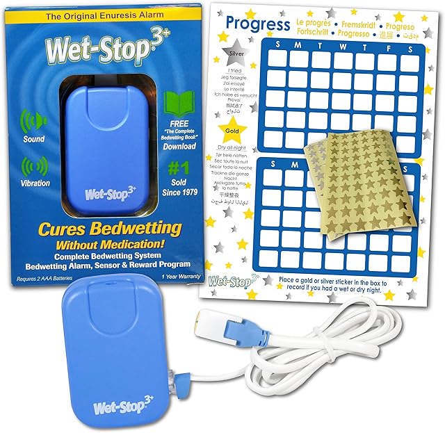 Wet Stop 3 Bedwetting Alarm (BLUE) 6 Alarms & Vibration, Enuresis Alarm, Incontinence, Potty Training