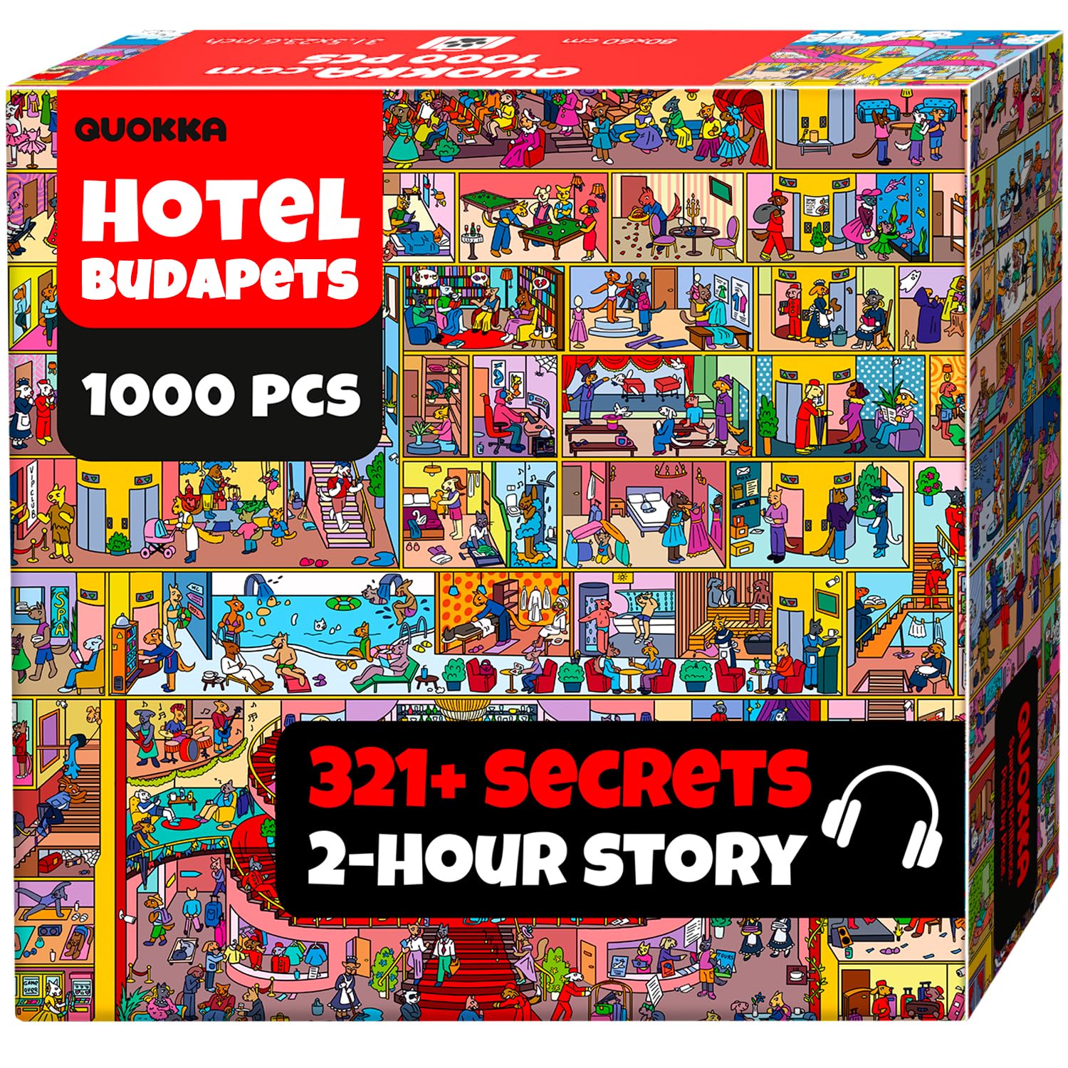 QUOKKA 1000 Piece Jigsaw Puzzle for Adults Mythories Hotel Budapets – Premium Box Packaging with Extra Fun Challenges, Perfect for Relaxation, Creativity & Gift Giving