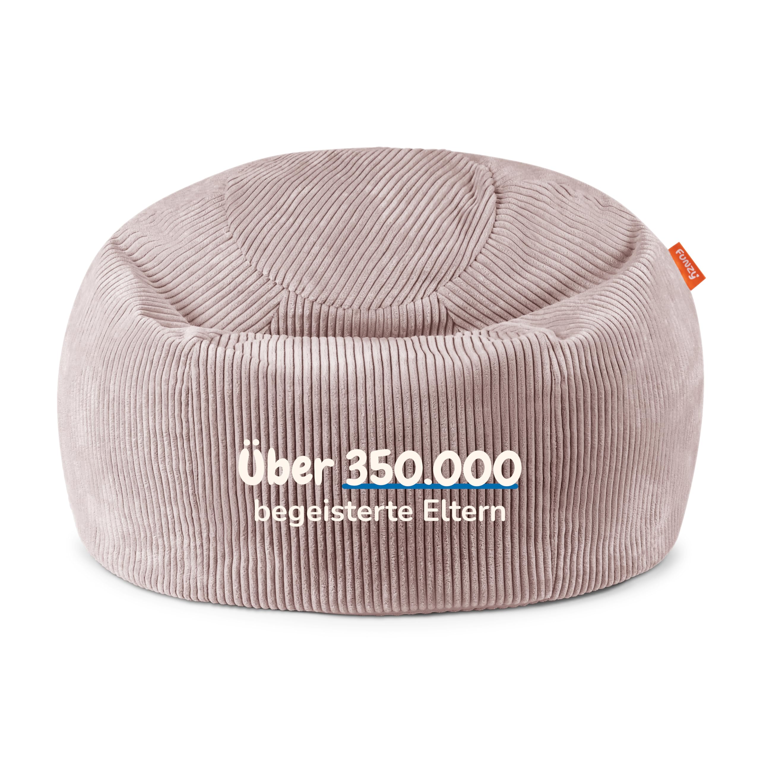 Funzy Sitzsack für Kinder aus Cord mit Füllung aus Schaumstoff, Kindersitzsack für Mädchen und Jungen aus hochwertigen Materialien, Oeko-TEX 100 Zertifiziert mit 3 Jahre Garantie, Krischblüte Rose