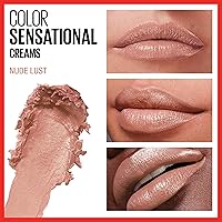 Vista 84 de Maybelline Color Sensational Lipstick, Lip Makeup, Cream Finish, Hydrating Lipstick, Rum Riche, Deep Nude ,1 Count #BLUSHING BUD