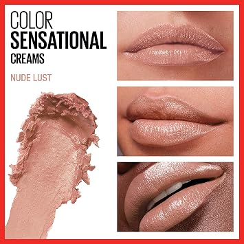 MAYBELLINE Color Sensational Lipstick Cream Hydrating Nude Lust Nude and Romantic Rose Pink, 1 Count Each