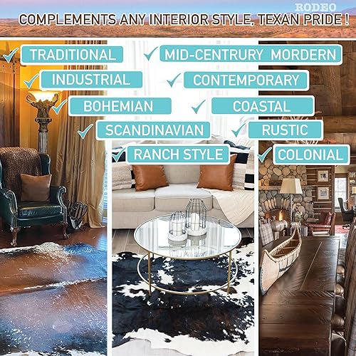 Miniatura 5 de rodeo Alfombra de piel de vaca auténtica, alfombra grande para sala de estar y dormitorio, alfombras occidentales para un ambiente natural de