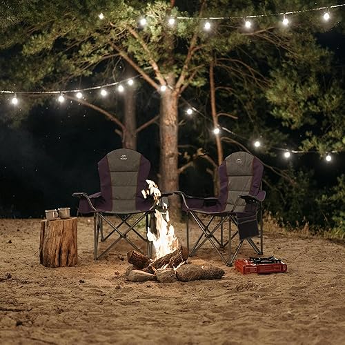 Miniatura 2 de Sillas de campamento para adultos, silla de campamento plegable de respaldo alto con portavasos y bolsa refrigeradora, sillas de césped resistentes
