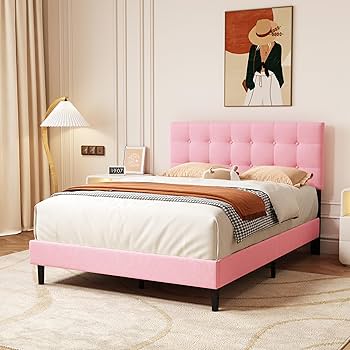 Amazon.com: alazyhome Full Size Upholstered Platform Bed