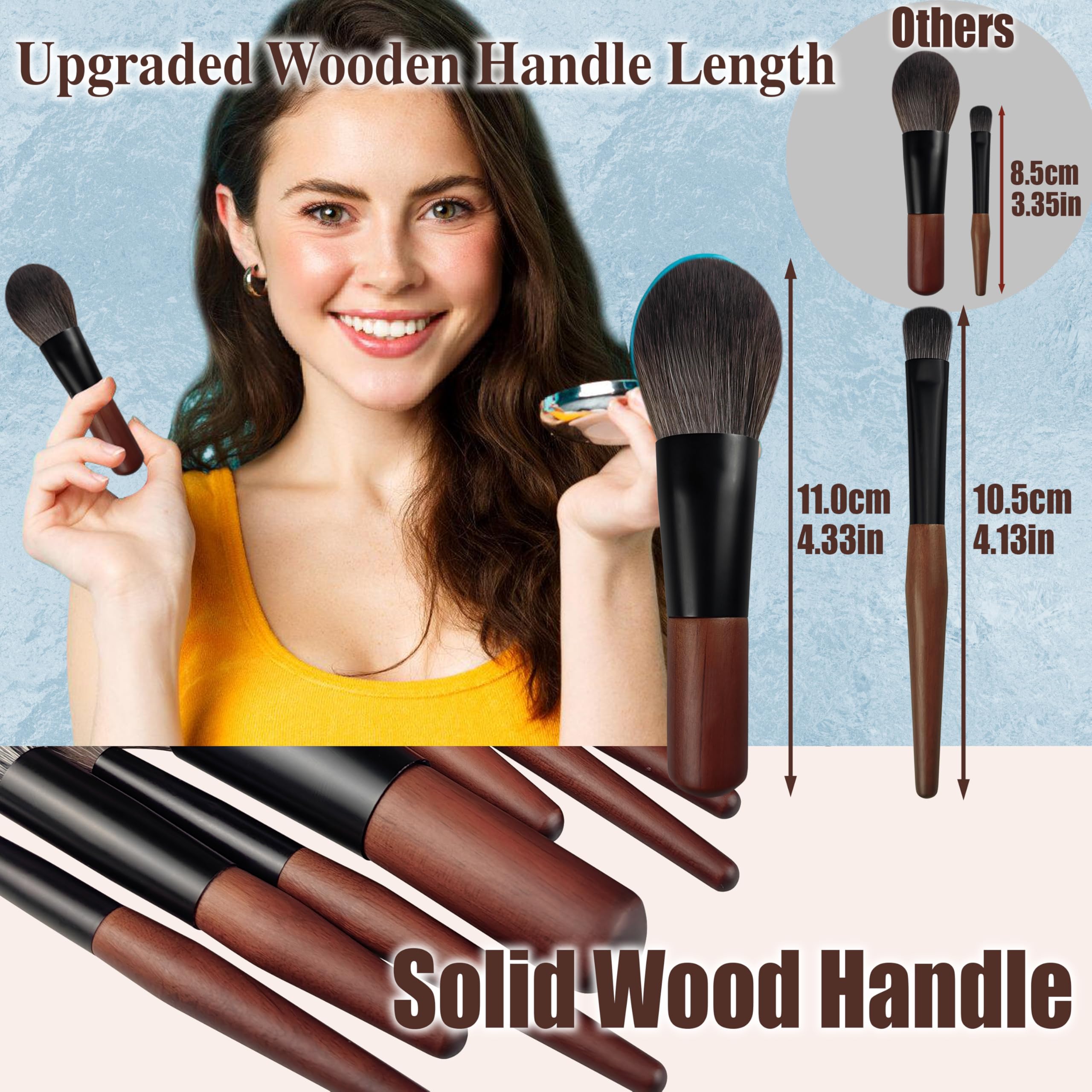 Juego de brochas de maquillaje de viaje con estuche, juego de mini brochas de maquillaje para polvo, base, sombra de ojos, labios, resaltado, rubor y corrector, 10 brochas de maquillaje de tamaño de