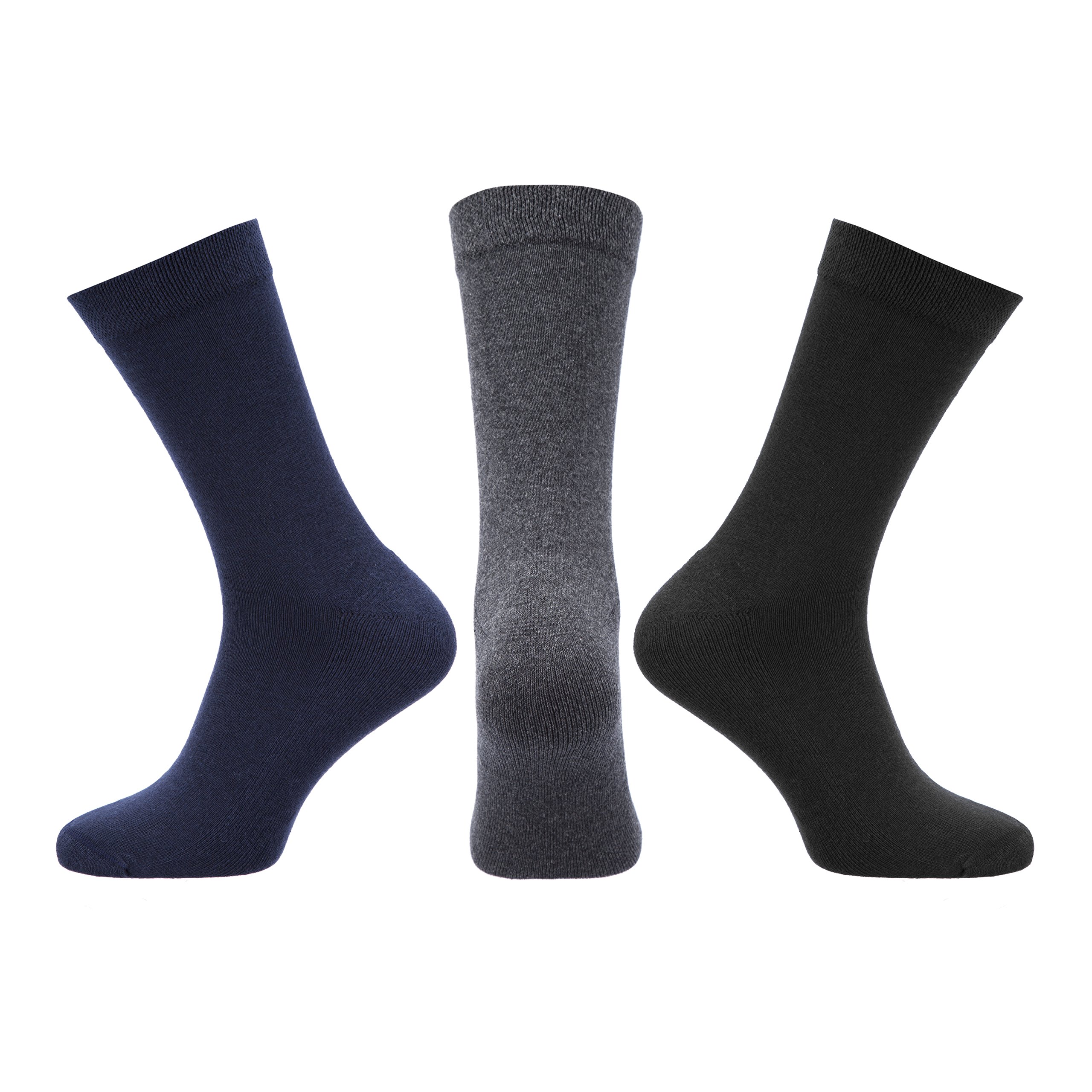 KensingtonMens 75% Cotton Cushioned Diabetic Socks Black Navy Grey Wide Loose Gentle Soft Grip Fitting Top Seam-Free Multipack Nurse Foot Care