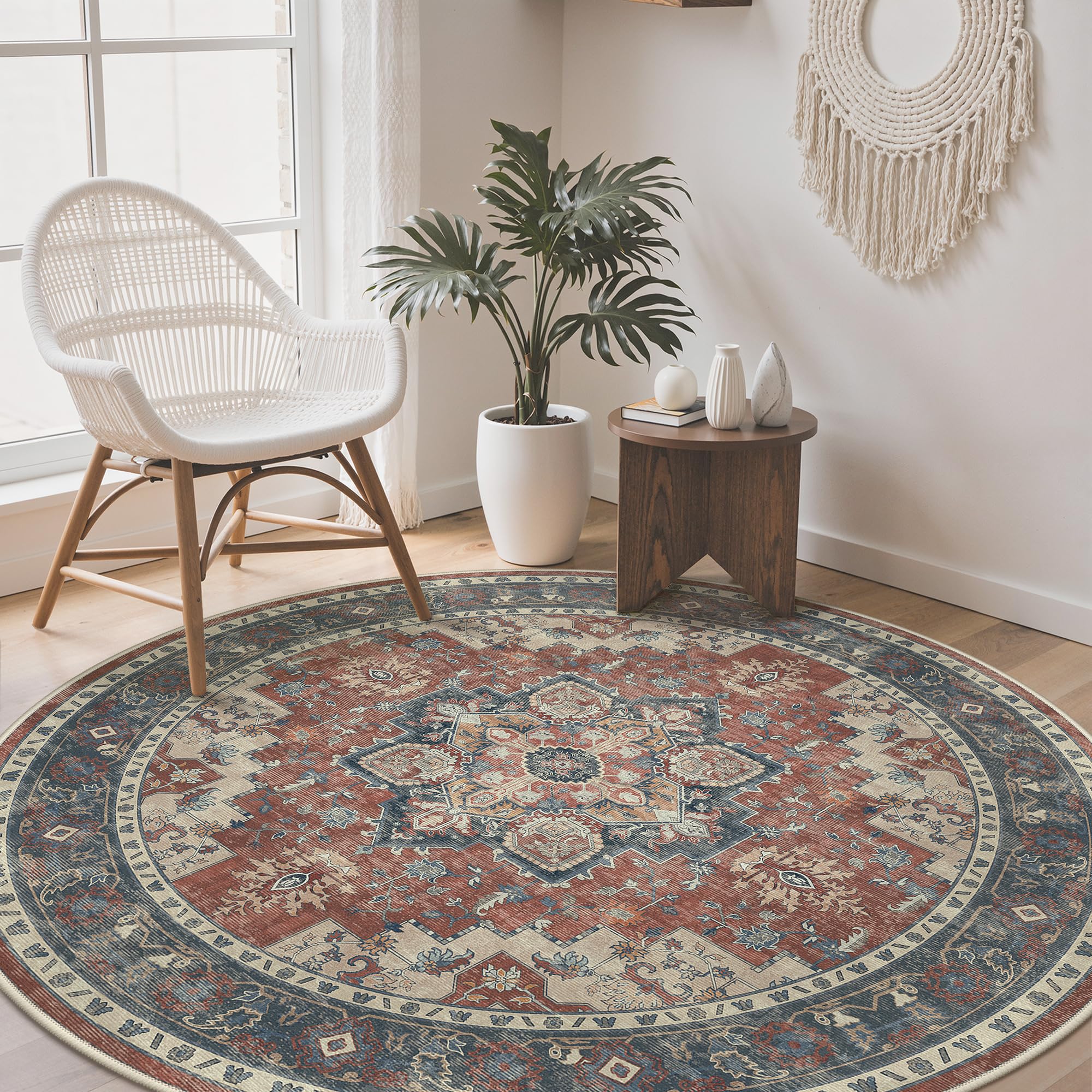 GENIMO Vintage Teppich, Teppiche Wohnzimmer, Waschbare Teppiche, Boho Teppich, Klein Carpet rutschfest
