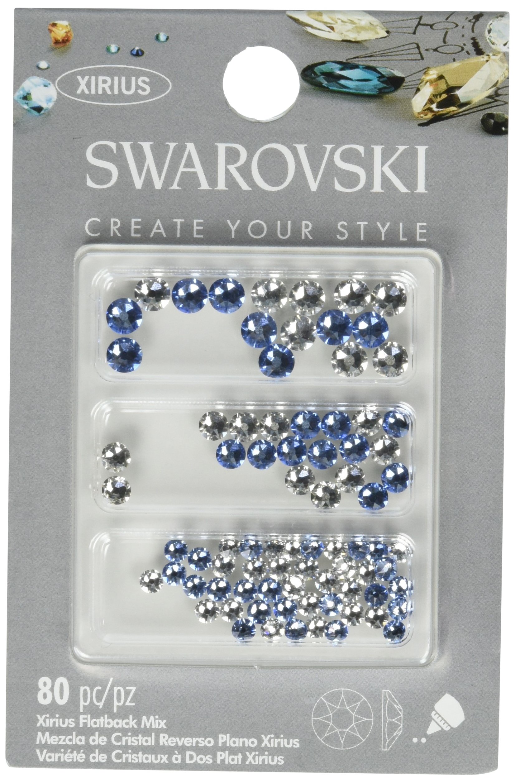 Swarovski - Create Your Style Flatback Mix Crystal Light Sapphire 3 packages of 80 Piece (240 Total Crystals)