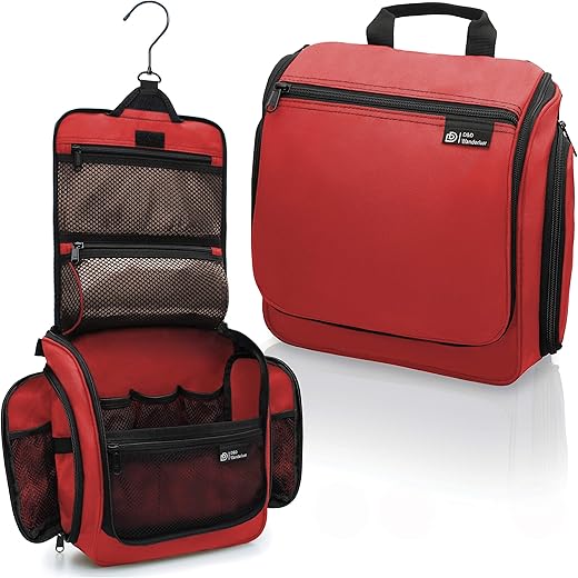 Beauty-case da viaggio da appendere per uomo e donna: una capiente borsa per organizzare cosmetici, trucchi e articoli da toilette dotata di 19 scomparti