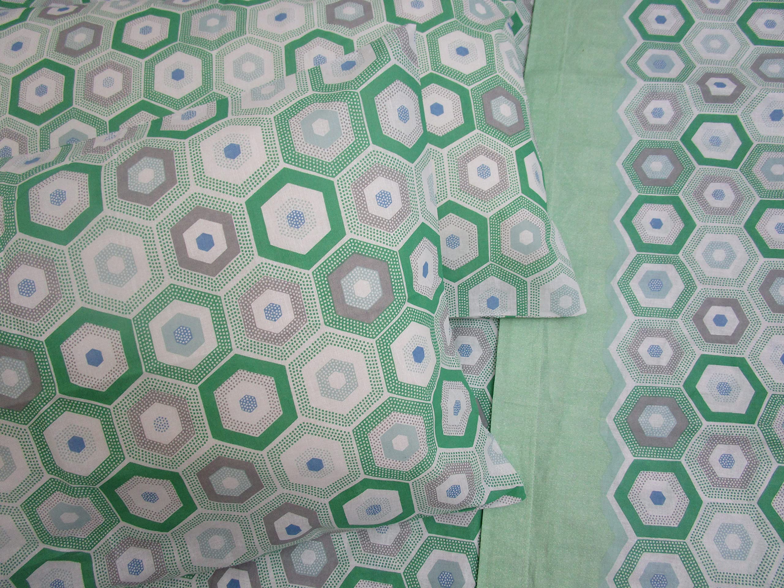 Płacić Mała Pełna Podwójne Łóżko Projekt GEOMETRYCZNY MULTICOLOR 100% Bawełna Z Włókna Naturalnego MADE we Włoszech.Rozmiary MAXI Nowość 2023!!!! (Zielony)