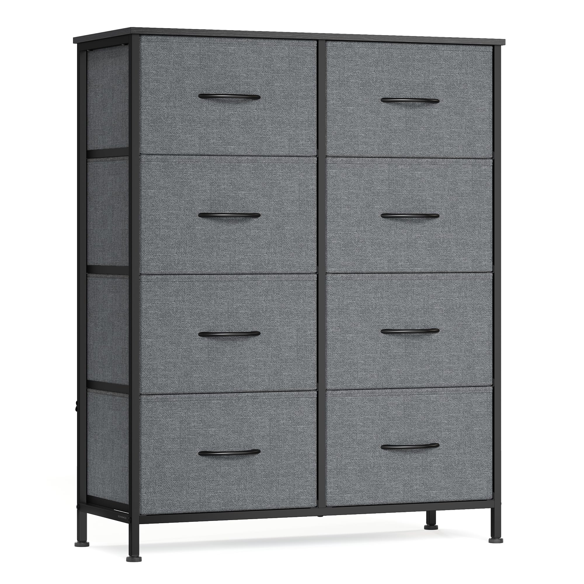 SONGMICS BELLAH Collection - Dresser for Bedroom, Chest of Drawers, Storage Organizer Unit, Closet, Entryway, Steel, 8 Drawers, Modern, Slate Gray
