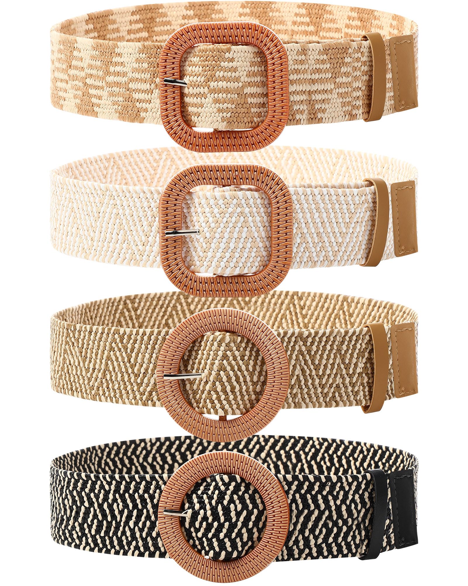 WILLBOND 4 Pcs Women Stretch Wide Straw Belt