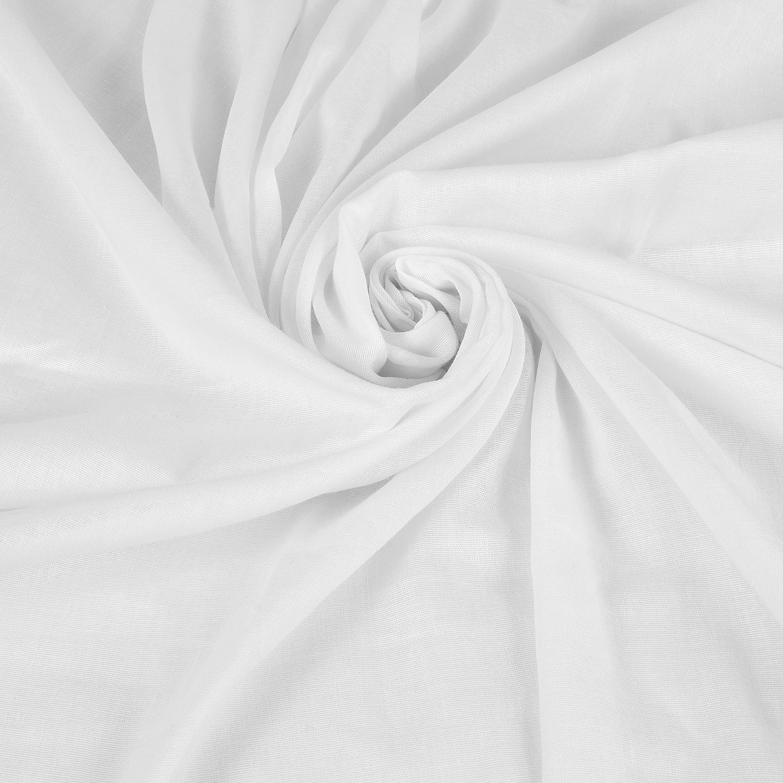 Fashion Track White Cotton Fabric by The Metre UK - 58 Inches / 147.5 cm Wide - 100% Cotton Fabric Plain - 60 Square - Available in 20 Colours and 5 Sizes (10 Metre, White)
