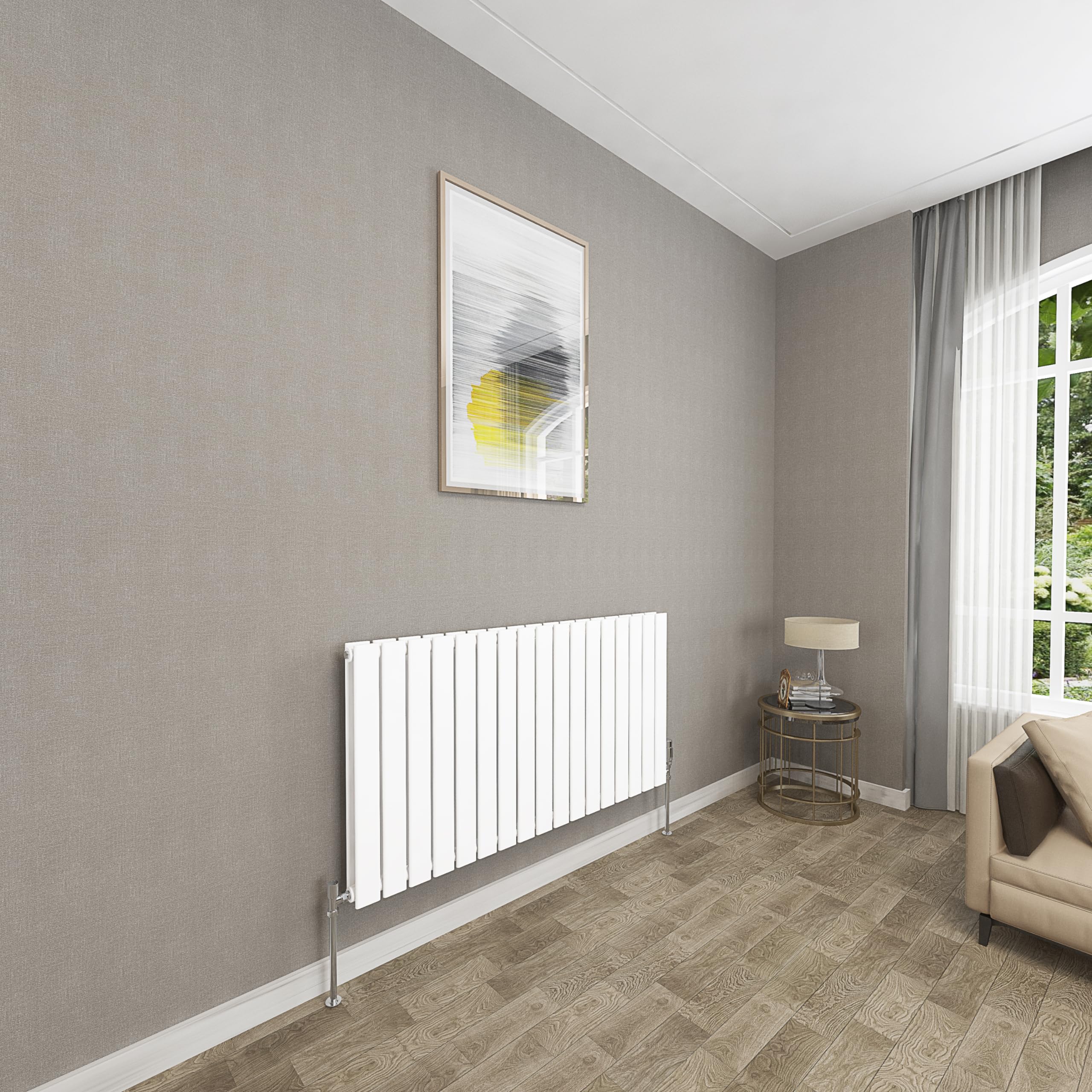 Sky bathroom | 600x1156mm Horizontal Designer Radiators White Flat Panel Double Panel Central Heating Radiator