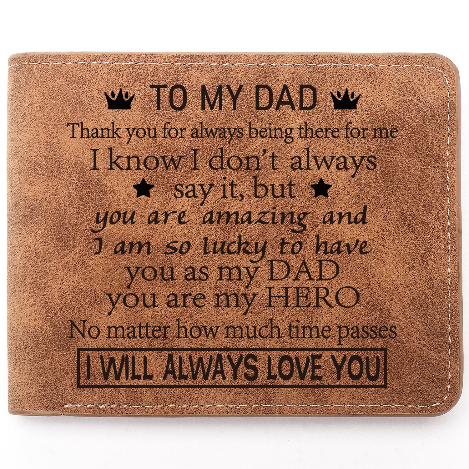 TZYTHT To My Dad Gifts,Leather Wallet for Man,Engraved Personalized Leather Wallet,Father's Day Gift, Birthday Gifts,Christmas Gifts (Thank you dad)