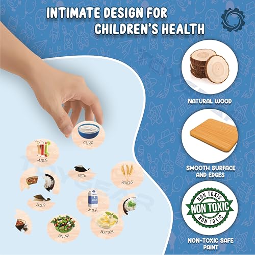 Image of Best Food Wooden Lock Board with 3 Functional Locks, Best for Mothers Knowledge, Which Food Give Your Kids, Montessori Educational Puzzle Toy for Kids -Great for Sensory & Practical Life Play