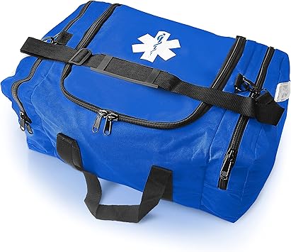 EMS XTRM Large EMT Bag - Spacious, Multi-Compartment Medical Bag, Empty First Aid Bag for EMS, Hospitals, and Rescue Teams, Durable and Water-Resistant (Blue)