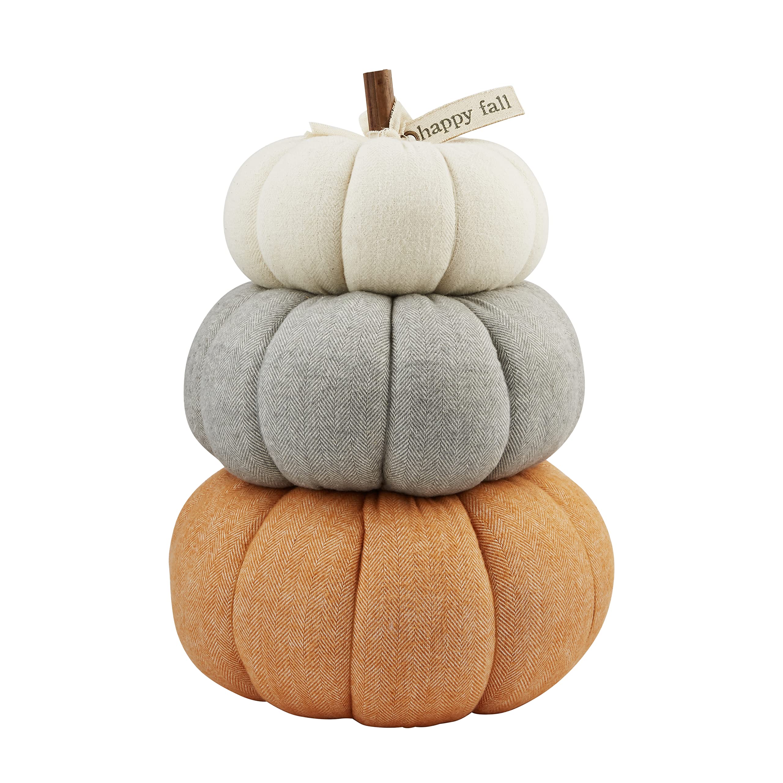 Lot 3 Porte-cartes Citrouille Mud Pie - Crème, Orange, Gris - 7,6 Cm - Décoration Table Automne