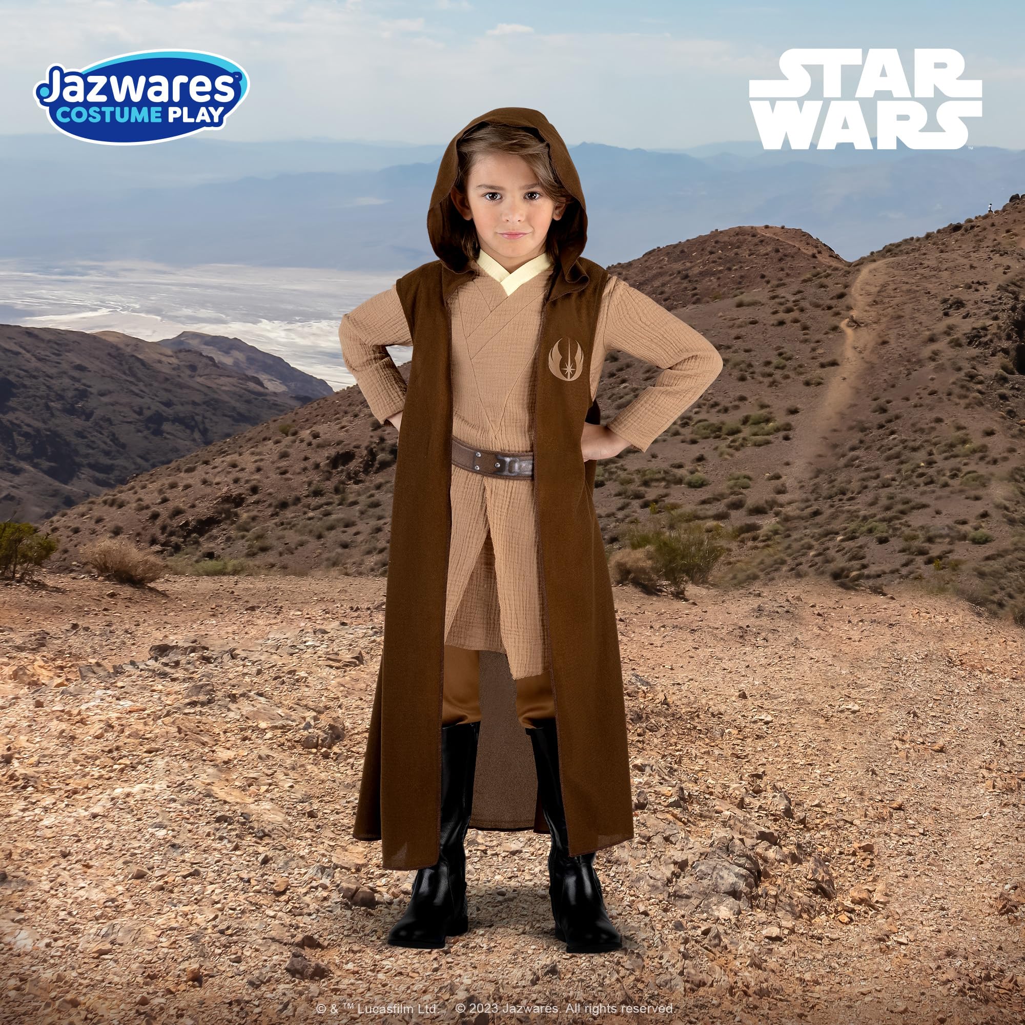 Star Wars OBI-Wan Kenobi - Costume ufficiale per ragazzi, tunica e pantaloni, mantello rimovibile con design stampato e cintura stampata