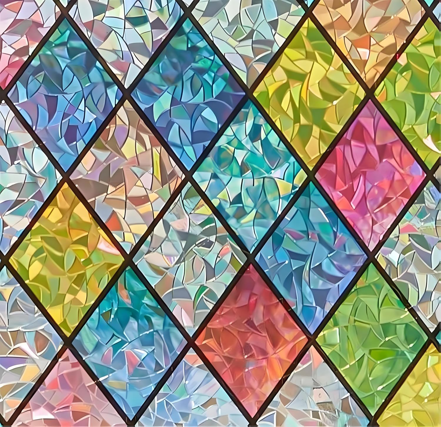 Sunbaby Window Privacy Film Stained Glass Decorative Rainbow Window Cling 3D Static Clings Colorful for Home Decoration, Anti-UV & Heat Control Non-Adhesive (35.4"x157.4") 35.4 x 157.4 inches Rainbow