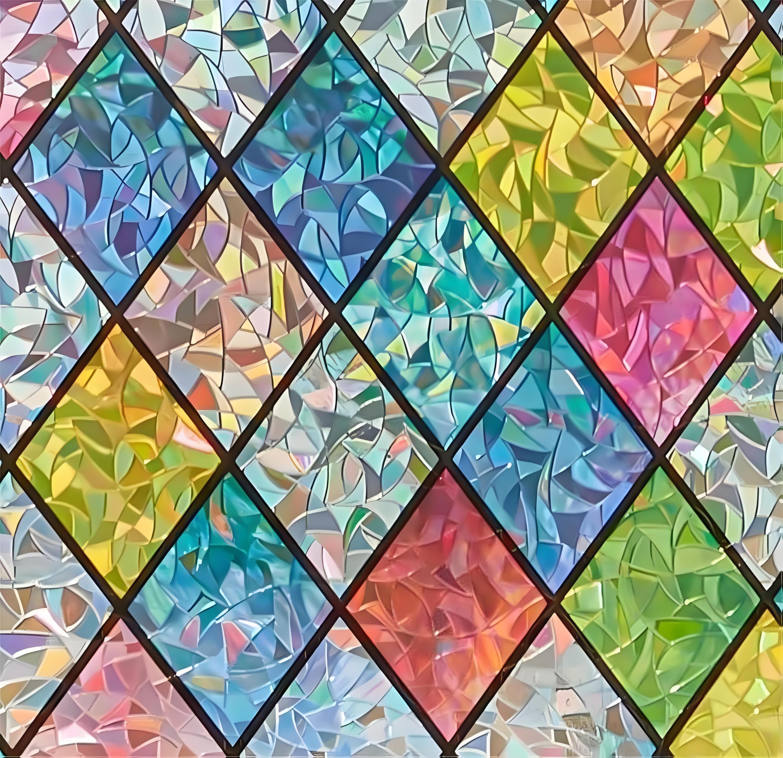 Sunbaby Window Privacy Film Stained Glass Decorative Rainbow Window Cling 3D Static Clings Colorful for Home Decoration, Anti-UV & Heat Control