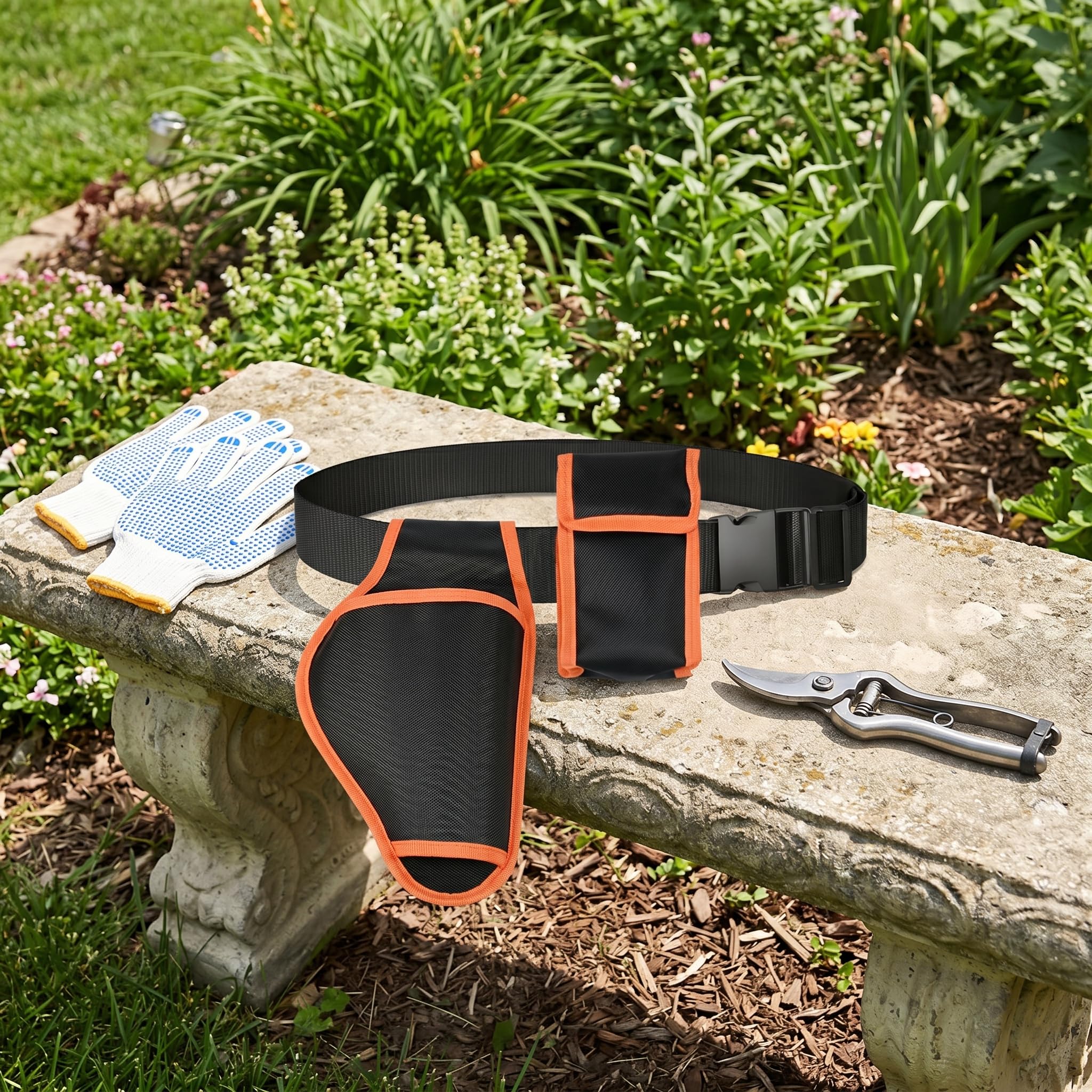 Funda para Tijeras de Podar Electrica Ajustable para Tijeras Eléctricas, Bolsa de Cinturón para Herramientas para Tijeras de Podar, con Guantes, Bolsa de Herramientas de Jardín