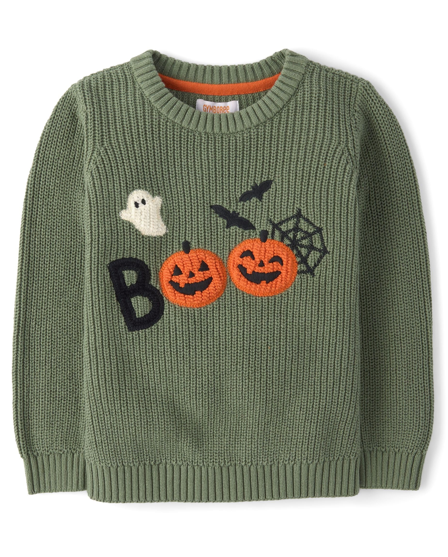 Gymboree Boys' and Toddler Long Sleeve Embroidered Crew Neck Pullover Sweater