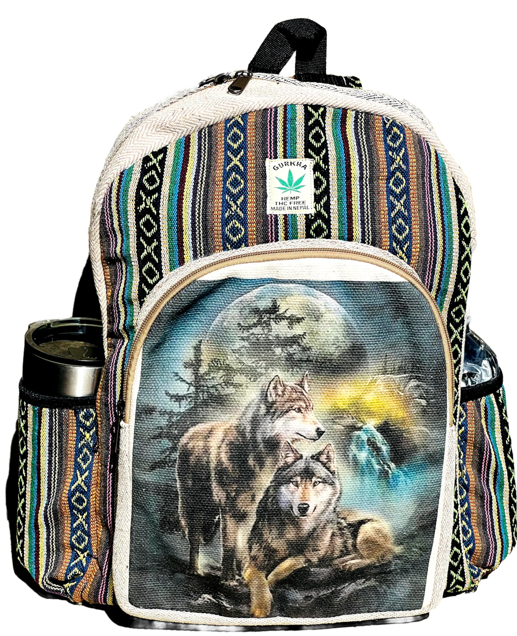 Gurkha Handmade Himalayan Hemp Backpack 17 IN Large Backpack Hippie, Festival, Hiking, Laptop & Tablet Backpack - Handmade In Mt. Everest Country Nepal, Mix, 17 X 13 Inch, Backpack