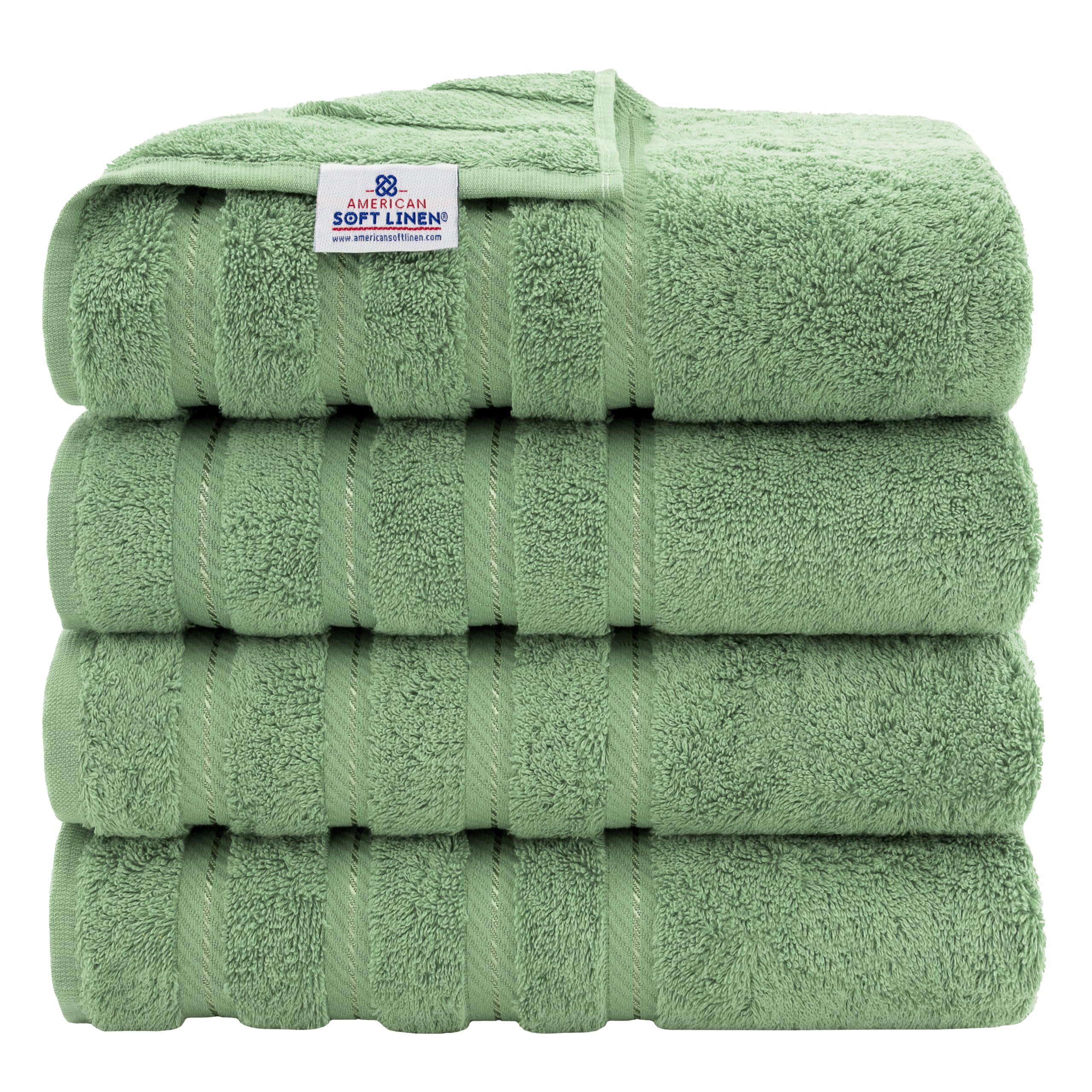 American Soft Linen, 4 Piece Bath Towel Set, 100% Turkish Cotton 27 in 54 in Bath Towels for Bathroom, Soft Absorbent Bath Towels Extra Large, Hotel Quality Quick Dry Shower Towels, Sage Green — image 1