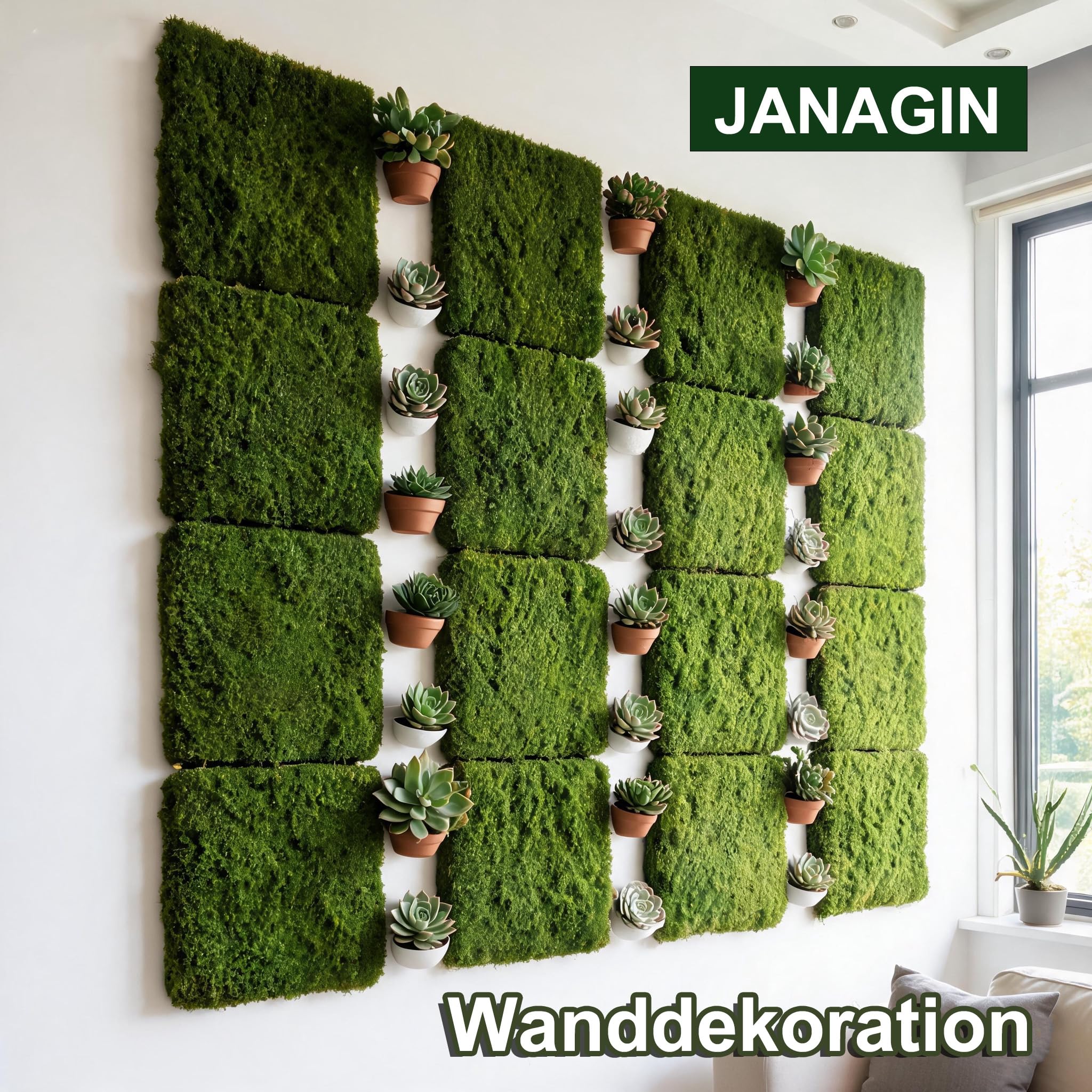 Moosmatten zur Dekoration, Flachmoos für Moosbilder und Mooswände, Kunstmoos Zum Dekorieren, Fake Dekomoos für Patio Balkon Außen Innen (Blassgrün,500x100 cm)