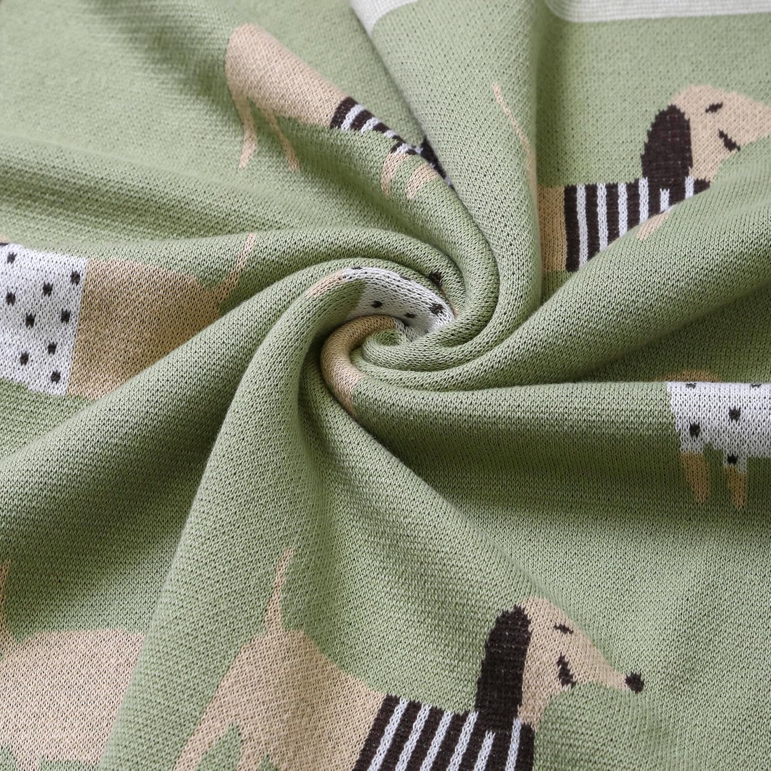 Baby Blanket 100% Cotton Dachshund Puppy Dog Soft Receiving Swaddle Blankets for Newborns Boy Girl Green 40x30in - Image 7