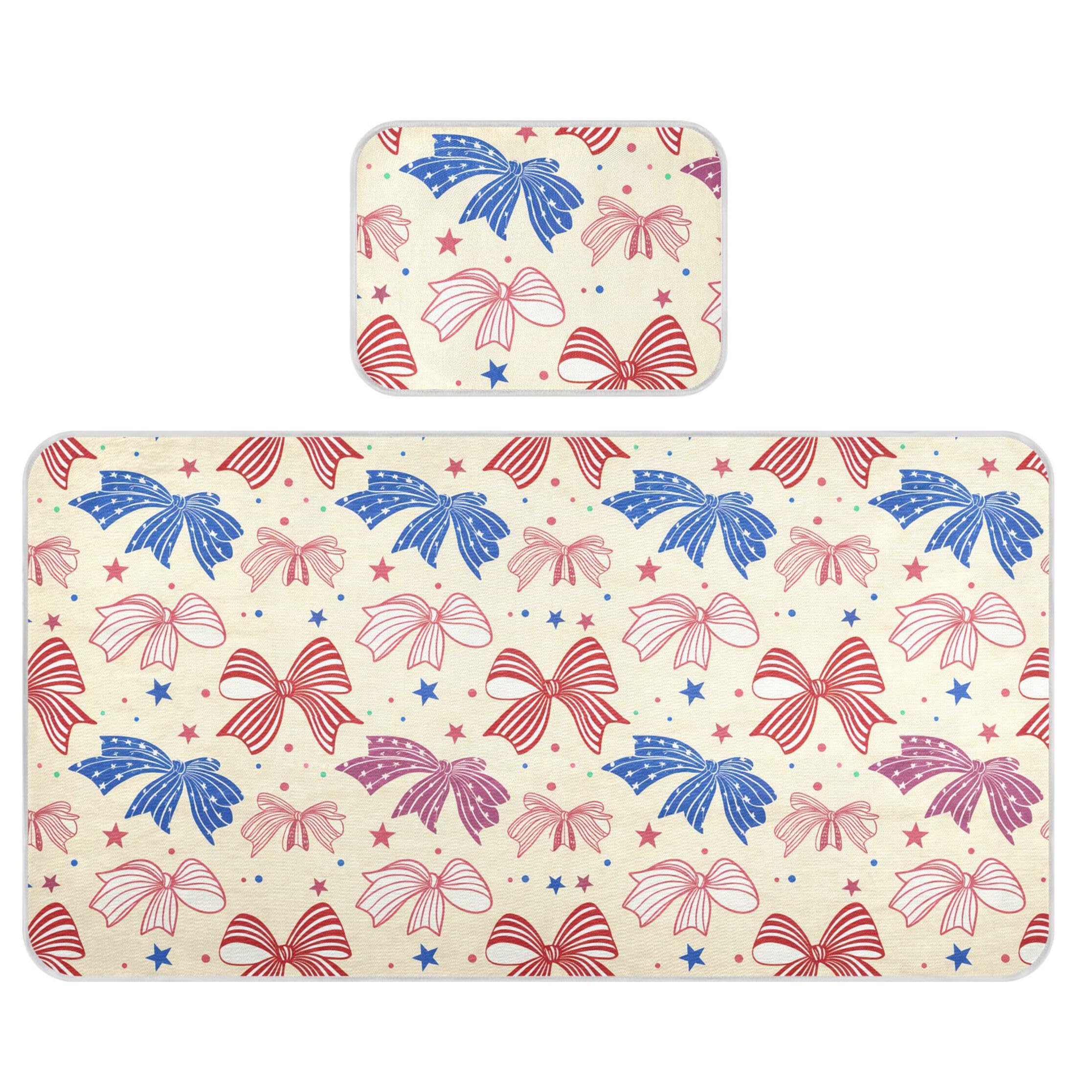 Takiito Bows in Red and Blue Baby Cooling Mattress Pad, Soft & Breathable Cooling Mat Keep Baby Cool in Summer 28x52 in, Nursery Essential