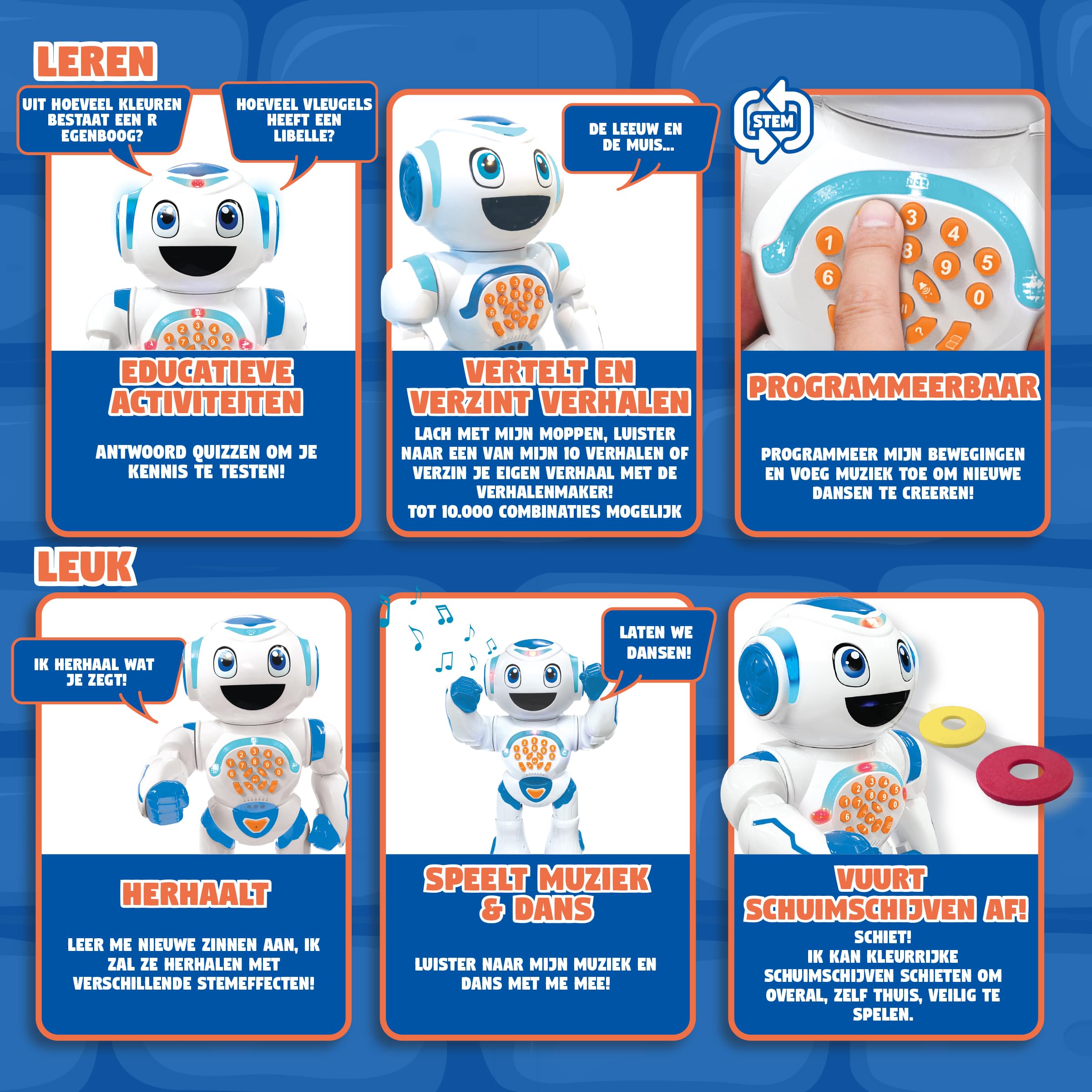 Lexibook Powerman Star Holenderski Pilot Zdalnego Sterowania Stem Programowalny Robot Mówiący i Chodzący dla Dzieci 4+, ROB85NL