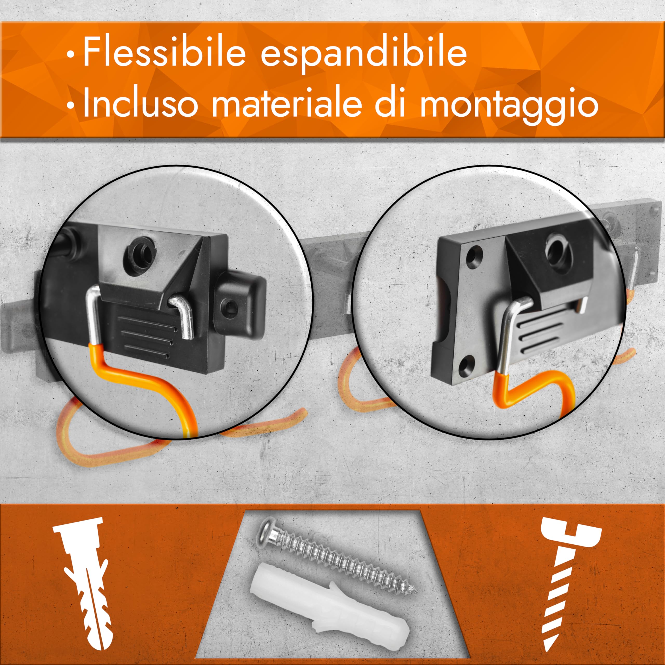 VON STEINEICH Portautensili Da Parete 2x40cm - Gancio Per Scope, Zappe E Attrezzi Da Giardino Con Ganci Antiscivolo - Foto 5