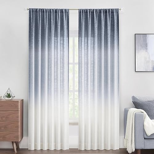 Vision Home Paneles de cortinas para ventana con textura de lino, cortinas semitransparentes para filtrar la luz, 63 pulgadas de largo para sala de