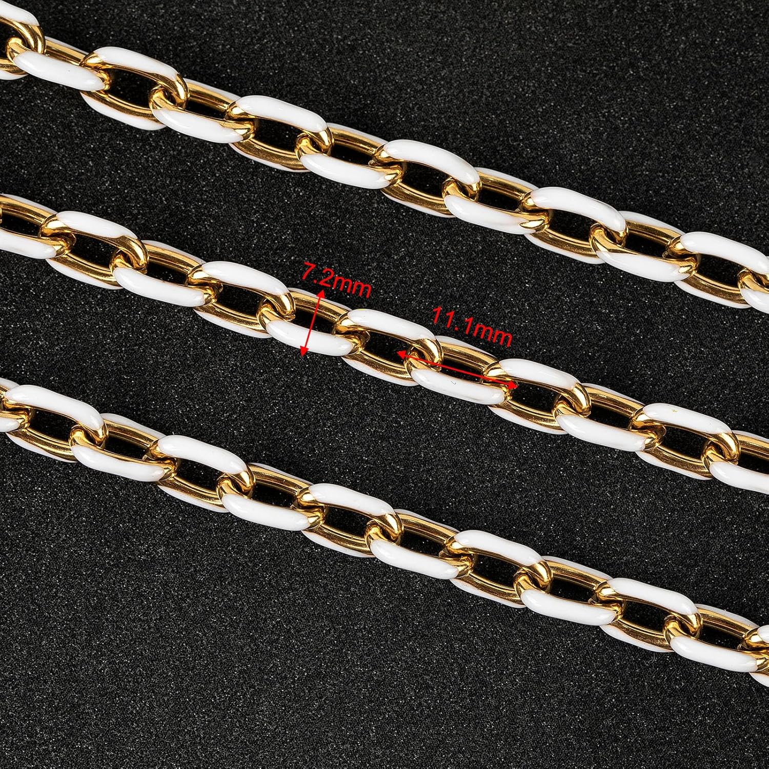 UMAOKANG 2 Meters White Enamel Jewelry Chains Bulk Gold Plated Stainless Steel Chains for Jewelry Making Oil Drip Craft Chain Roll