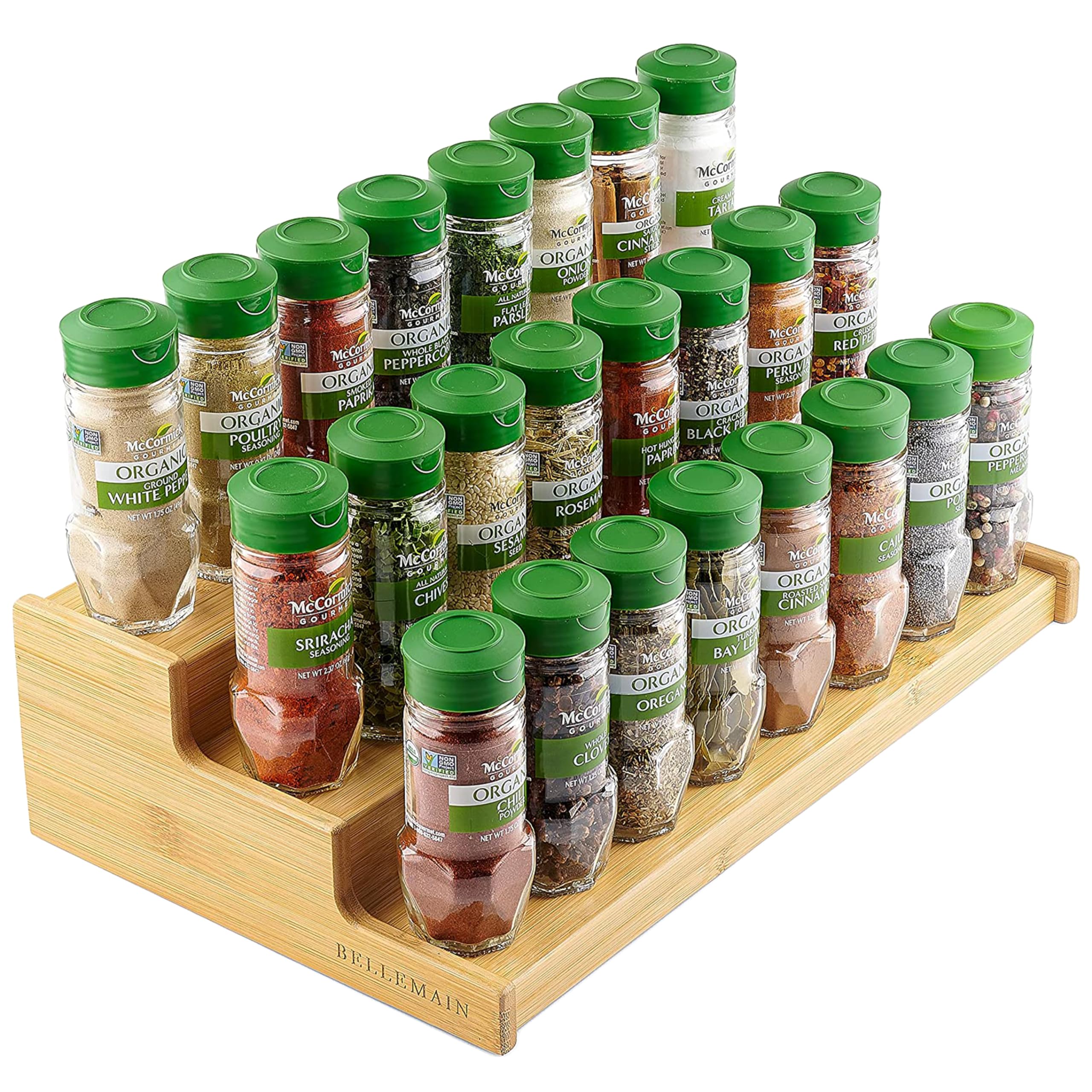 Bellemain 3-Tier Spice Rack | Bamboo Spice Rack Organizer for Cabinet, Spice Shelf Riser, Seasoning Organizer | Can Rack, Canned Food Organizer for Pantry | Medicine Storage, Cupboard Organizer