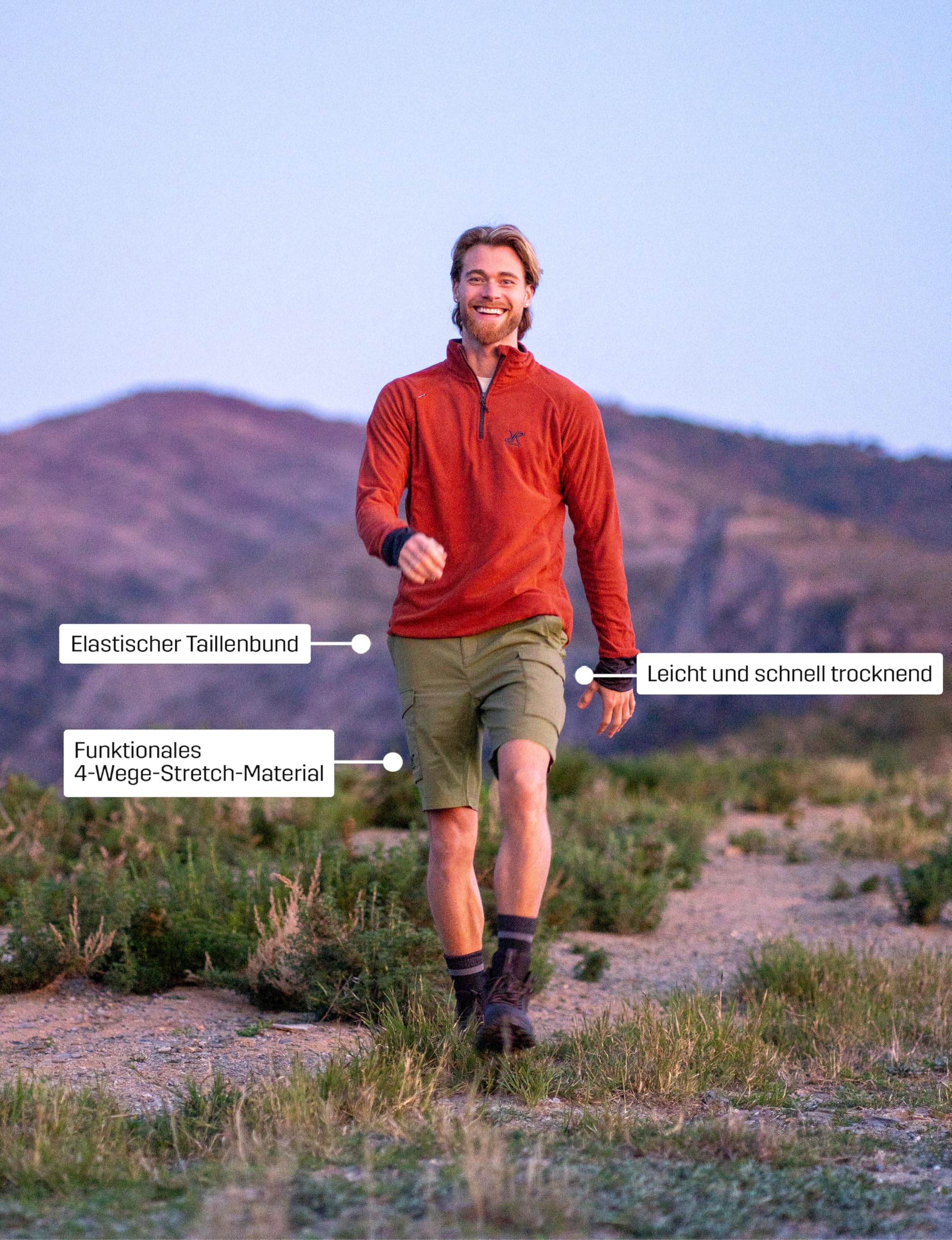 RevolutionRace Adventure Cargo Stretch Shorts für Herren, Leichte und Praktische Wandershorts