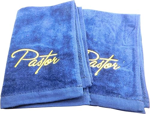 Westmon Works Juego de toallas Pastor en azul marino, accesorios de servicio para iglesia cristiana, juego de 2