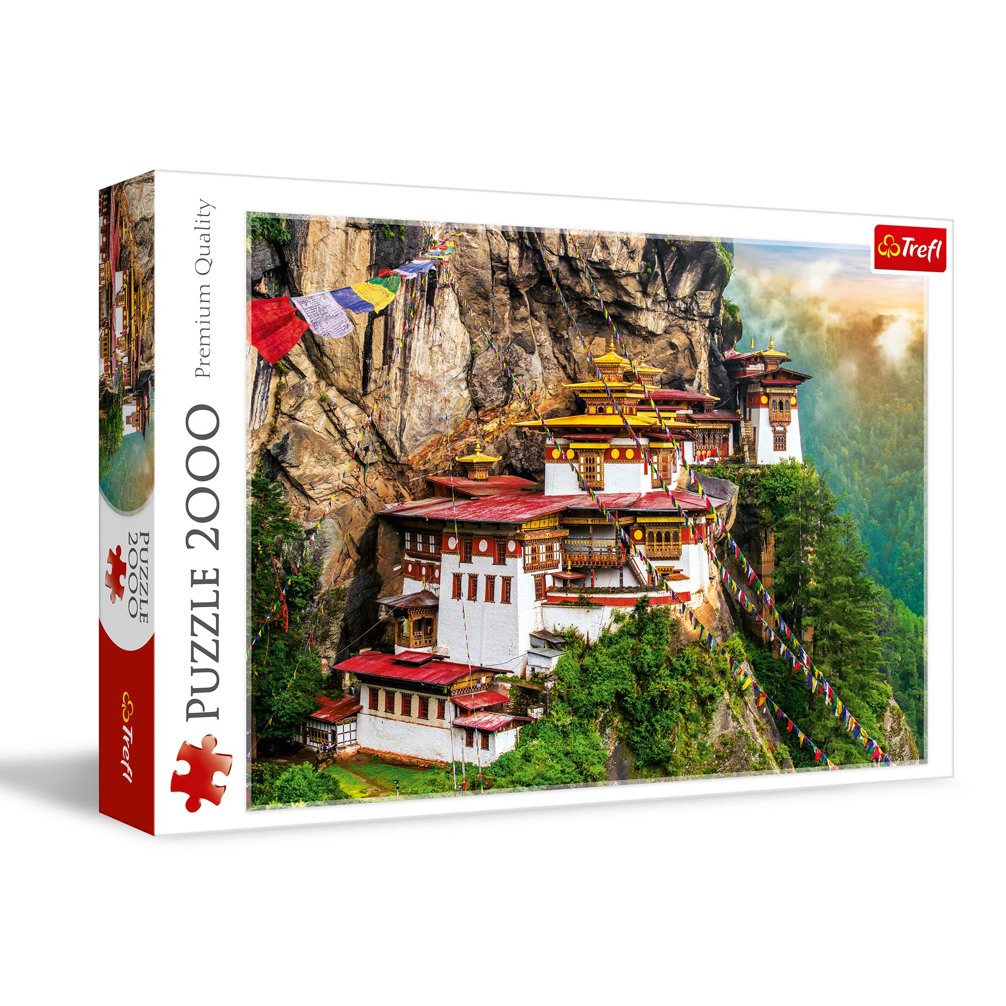 Trefl Tiger's Nest, Bhutan 2000 Piece Jigsaw Puzzle Red 38"x27" Print, DIY Puzzle, Creative Fun, Classic Puzzle for Adults and Children from 15 Years Old