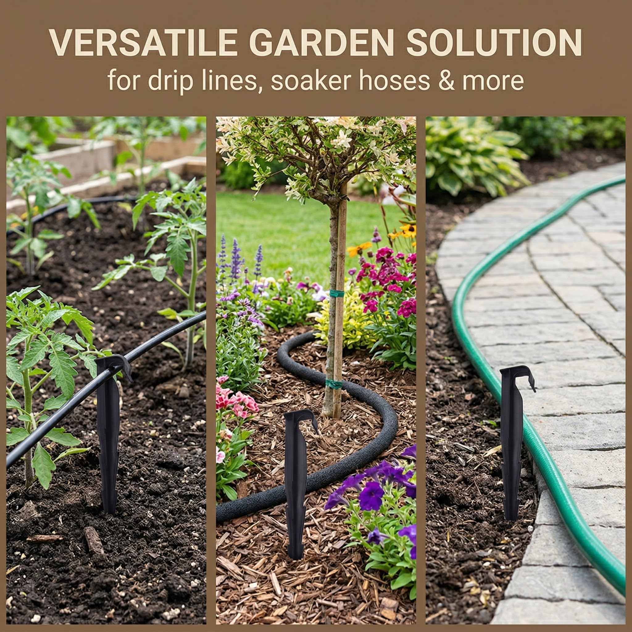 Piquets de Fixation Noirs pour Tuyau Goutte à Goutte 16mm, Lot de 30, Système d'Irrigation