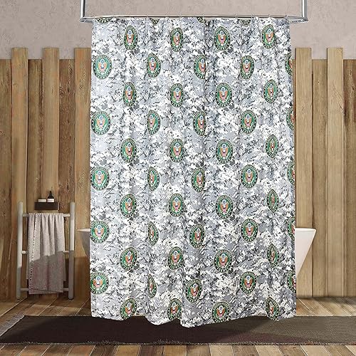 VISI-ONE Cortinas de ducha de camuflaje del ejército estadounidense, que miden 72 x 72 pulgadas, tela de alta calidad, cortinas de ducha de