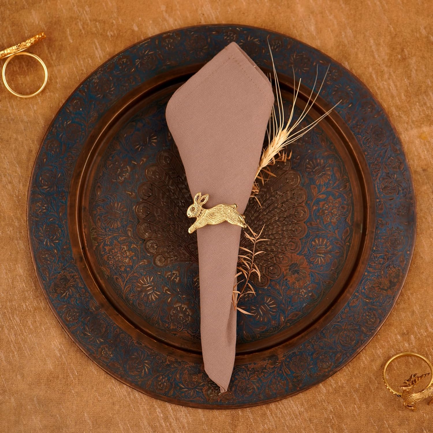 Indian-Shelf 4 Pieces Brass Napkin Holder | Farmhouse Kitchen Napkin Dispenser | Dining Table Décor | Cat Tissue Napkin Holder | Animal Napkin Holder | Gold Napkin Holder | Cute Napkin Holder